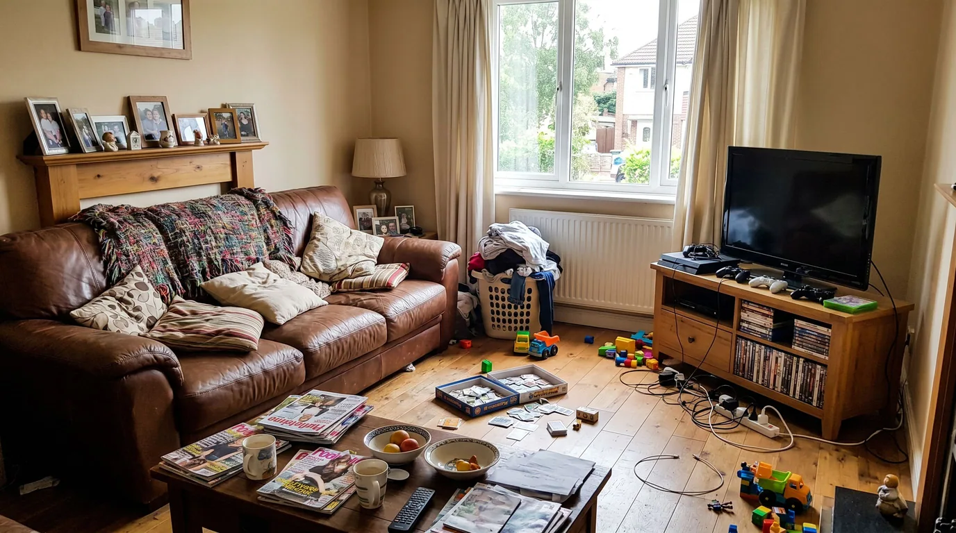 Cluttered → clean and sellable — before